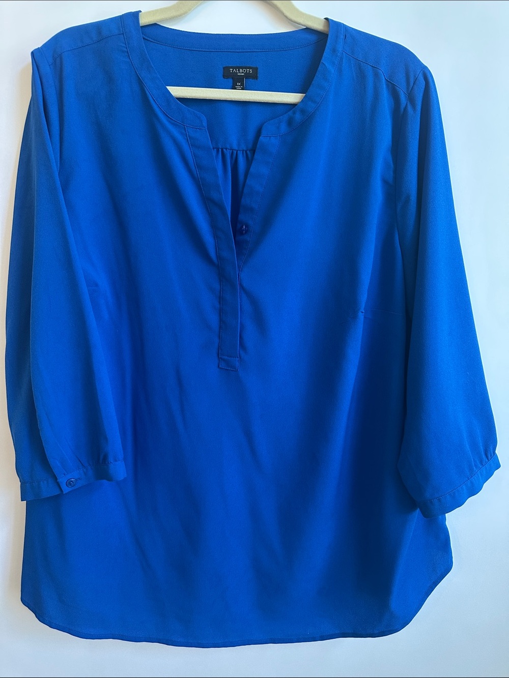 Talbots Cobalt Blue Split-Neck Tunic
